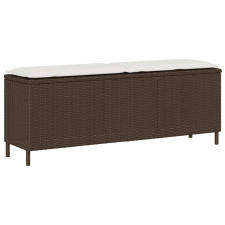 barna polyrattan kerti pad párnával 110x30x40,5 cm kerti bútor