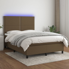  barna szövet rugós és LED-es ágy matraccal 140x190 cm ágy és ágykellék