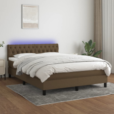  barna szövet rugós és LED-es ágy matraccal 140x200 cm ágy és ágykellék