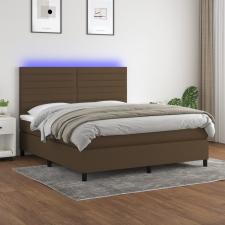 barna szövet rugós és LED-es ágy matraccal 160x200 cm ágy és ágykellék