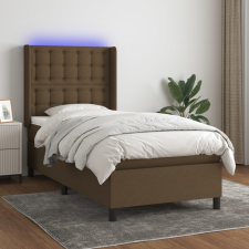  Barna szövet rugós és LED-es ágy matraccal 80 x 200 cm ágy és ágykellék