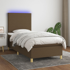  barna szövet rugós és LED-es ágy matraccal 90x190 cm ágy és ágykellék