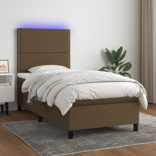 barna szövet rugós és LED-es ágy matraccal 90x190 cm ágy és ágykellék