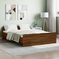 barna tölgy színű ágykeret fej- és lábtámlával 140 x 190 cm ágy és ágykellék