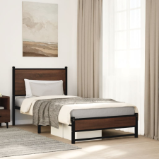  barna tölgy színű fém ágykeret matrac nélkül 80 x 200 cm ágy és ágykellék