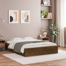  barna tölgyszínű szerelt fa ágykeret fiókokkal 120 x 190 cm ágy és ágykellék