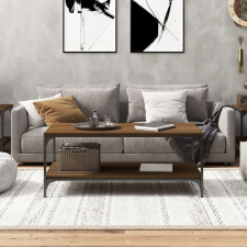  Barna tölgyszínű szerelt fa dohányzóasztal 80 x 50 x 40 cm bútor