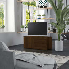 barna tölgyszínű szerelt fa TV-szekrény 80 x 34 x 36 cm bútor