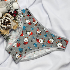 Barones KARÁCSONYI pamut bugyi szürke manó mintás M