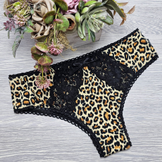 Barones magas állású párduc mintás brazil-féltanga M