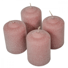  Bársony glitter henger gyertya 50x75mm mályva 4db/csom (db ár) dekorációs kellék