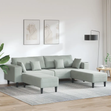  Bársony Kanapé párnával párnával 3 pcs Világosszürke 208 cm Bársony bútor