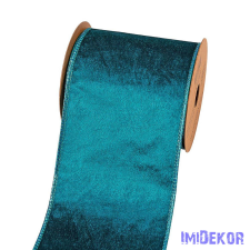  Bársony szalag drótos szegéllyel 100mm x 5m - Kék dekorációs kellék