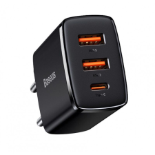 Baseus 2xUSB-A +USB-C PD 30W Quick Charger Black mobiltelefon kellék