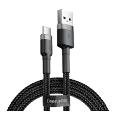 Baseus CAFULE adatkábel (USB - Type-C, 2A, PD gyorstöltő 3.0, 300cm, cipőfűző) FEKETE/SZÜRKE kábel és adapter