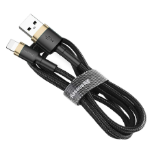 Baseus Cafule Kábel tartós nylon fonott USB / Lightning QC3.0 2.4a 1M fekete-arany (CALKLF-BV1) mobiltelefon kellék