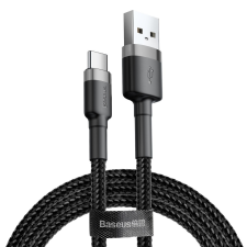 Baseus Cafule Kábel tartós nylon fonott USB / USB - C QC3.0 2A 2M fekete - szürke (CATKLF - CG1) mobiltelefon kellék