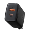 Baseus COMPACT hálózati töltő USB / Type-C aljzat (5V / 3000mA, 20W, PD gyorstöltés támogatás) FEKETE OnePlus Nord CE 3 Lite 5G, Huawei Nova 11i, Motorola Razr 40 Ultra (XT2321-3), Huawei Mate