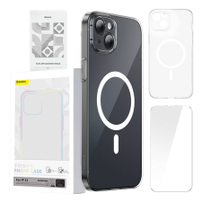 Baseus Crystal Mágneses telefontok iPhone 13 telefonhoz (Átlátszó), Edzett üveg képernyővédő fóliával és Tisztítókészlettel tok és táska