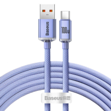 Baseus Crystal Shine Series USB-A apa - USB-C apa 2.0 Adat és töltőkábel - Lila (2m) kábel és adapter