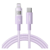 Baseus DISPLAY II adatkábel (Type-C - lightning, 20W, gyorstöltő, cipőfűző, LED kijelző, 100cm) LILA Apple IPAD 2, IPAD mini 2 , iPhone 6S 4.7