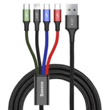 Baseus Fast 4 az 1-ben USB-kábel 2xUSB-C / Lightning / Micro 3,5A 1,2 m (fekete) kábel és adapter