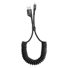 Baseus Fish Eye Spring adatkábel nejlonhuzal USB / Lightning 1M 2A fekete (CALSR-01) mobiltelefon kellék