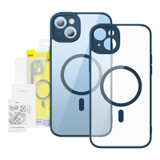 Baseus Frame iPhone 14 Plus Átlátszó mágneses tok és üvegfólia (kék) mobiltelefon kellék