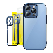 Baseus Glitter iPhone 14 Pro Max Átlátszó tok és üvegfólia (kék) mobiltelefon kellék