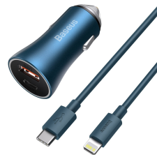 Baseus Golden Contactor Pro USB + USB-C Autós töltő (40W) - Kék mobiltelefon kellék
