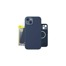 Baseus Liquid Silica iPhone 14 Plus Átlatszó mágneses tok + üvegfólia (kék) tok és táska