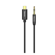 Baseus M01 audió kábel (3.5mm - Type-C, 3 pólusú jack csatlakozó, 120cm, AUX) FEKETE (M01) (M01) kábel és adapter