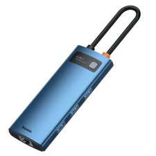 Baseus Metal Gleam HUB, 6-in-1 multifunkciós, (USB-C- 3x USB 3.2, PD 100W / HDMI 4K 30Hz / RJ45 1Gbps), kék (WKWG000003) hub és switch