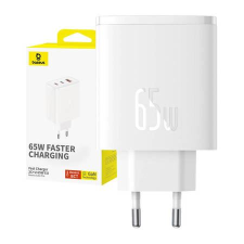 Baseus OS-Cube Pro 2xUSB-C + USB hálózati töltő 65W fehér (P10152301213-00) mobiltelefon kellék