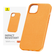 Baseus Phone Case for iPhone 15 Plus Baseus Fauxther Series (Orange) tok és táska