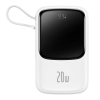 Baseus Qpow Pro Powerbank USB-C kábellel USB-C 2xUSB 10000mAh 20W fehér (PPQD060002) (PPQD060002)