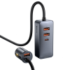 Baseus Share Together autós töltő hosszabbítóval, 3x USB, USB-C, 120W, szürke (CCBT-B0G) (CCBT-B0G)