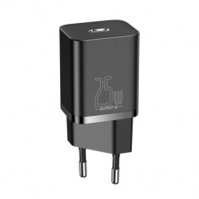 Baseus Super Si hálózati töltő adapter USB-C 25W PD QC, fekete mobiltelefon kellék
