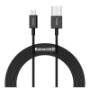 Baseus SUPERIOR adatkábel (USB - lightning, 2.4A, PD gyorstöltő, 200cm, törésgátló) FEKETE Apple iPhone 14 Pro, iPhone 14 Plus, iPhone 14