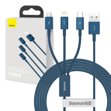 Baseus Superior Series 3 az 1-ben USB-kábel, USB-Micro USB / USB-C / Lightning, 3,5 A, 1,2 m (kék) kábel és adapter