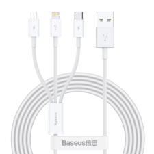 Baseus Superior Series 3 az 1-ben USB kábel, USB-mikro-USB, USB-C, Lightning, 3,5 A, 1.2m, fehér (CAMLTYS-02      ) (CAMLTYS-02) kábel és adapter