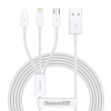 Baseus Superior Series 3 az 1-ben USB kábel, USB-mikro-USB, USB-C, Lightning, 3,5 A, 1.2m, fehér (CAMLTYS-02      ) (CAMLTYS-02)