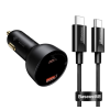 Baseus SUPERME autós töltő USB / Type-C aljzat (20V / 5A, 100W, PD gyorstöltés, LED kijelző + Type-C kábel) FEKETE Apple iPhone 15 Plus, Xiaomi Poco F5 Pro, OnePlus Pad, Huawei Nova 11i, OnePlu