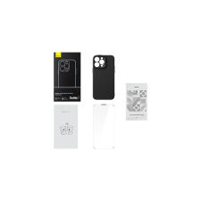 Baseus Synthetic Fiber Series (MagSafe) telefonok iPhone 14 Pro (fekete) + edzett üveg + tisztítókészlet mobiltelefon kellék