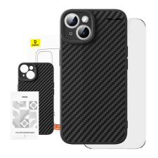 Baseus Synthetic Fiber Series telefontok iPhone 15 Plus + edzett üvegfólia tok és táska