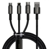 Baseus Tungsten 3in1 kábel USB - Lightning / USB-C / Micro USB 3.5A 1.5m, fekete