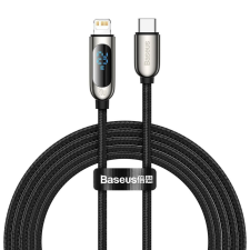 Baseus USB-C-Lightning kábel kijelzővel PD 20 W 2m fekete (CATLSK-A01) kábel és adapter