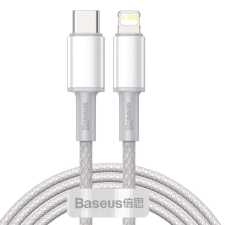 Baseus USB-C-Lightning nagy sűrűségű fonott kábel, 20W, PD, 2m, fehér (CATLGD-A02) kábel és adapter
