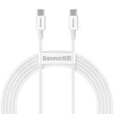 Baseus USB Type-C töltő- és adatkábel, USB Type-C, 200 cm, 5000 mA, 100W, törésgátlóval, gyorstöltés, PD, Baseus Superior, CATYS-C02, fehér kábel és adapter