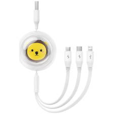 Baseus visszahúzható kábel USB Micro/Lightning/C 3w1 Leo 1,1m fehér CB000063 mobiltelefon kellék